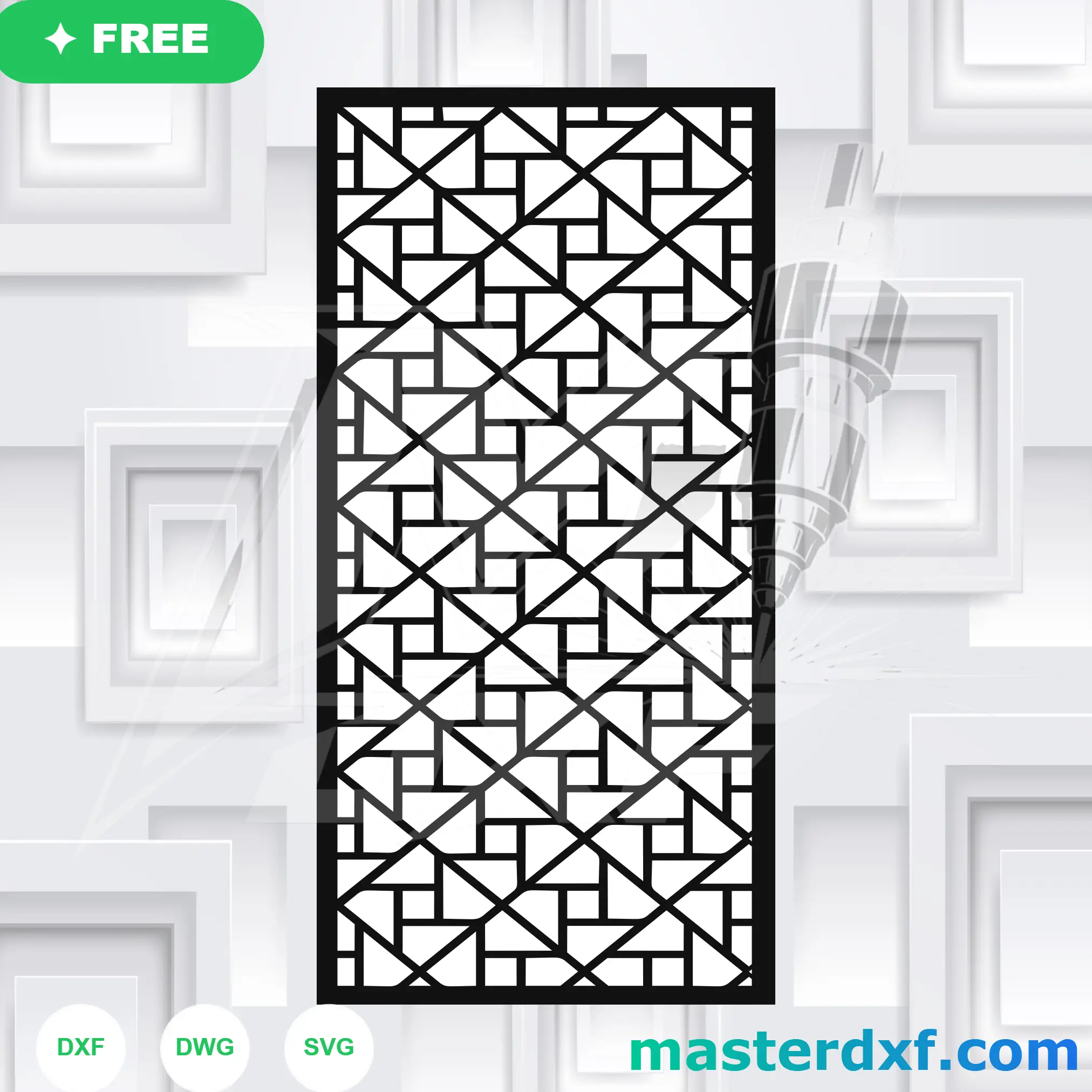 Pinwheel Triangle DXF Grid for Bold Contemporary Screens DXF File